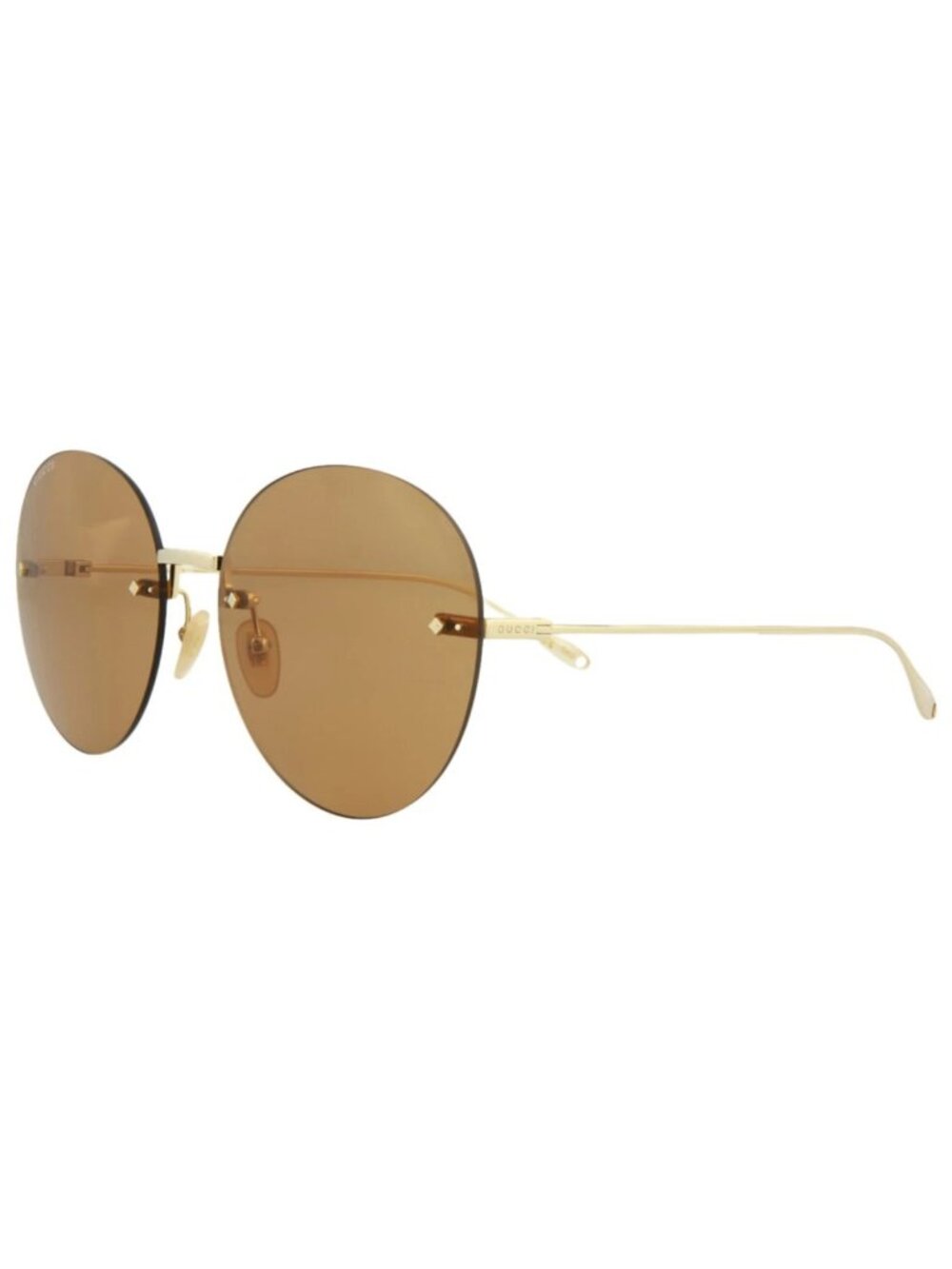 New Gucci Women's Sunglasses Round Oval Metal Frame Gold Gold Brown